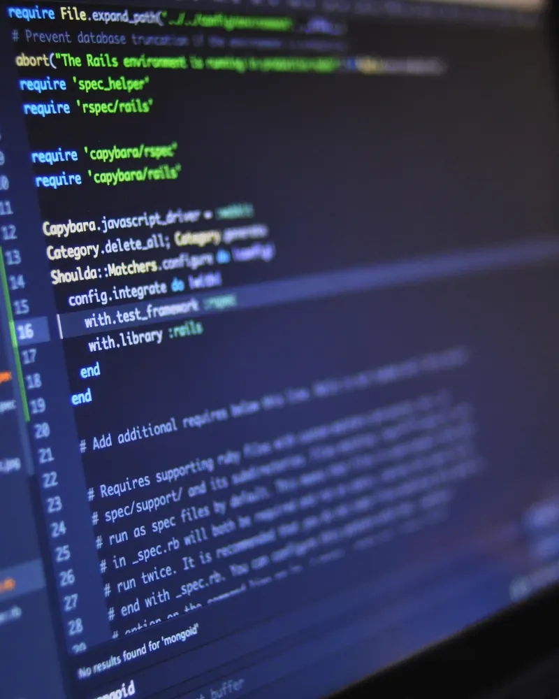 Source code on a laptop screen